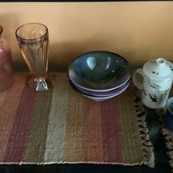 Carnival Glass, Pottery, Vase Teacups