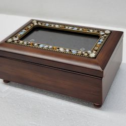 Cottage Garden 6"×4"×2.5" Woodgrain Jewelry Music Box
