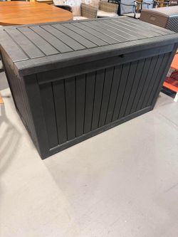 New-230 Gallon Resin Deck Box, Lockable Patio Outdoor Storage Box for Furniture, Garden Tools and Tools Storage, Waterproof Outside Storage Boxes - Bl