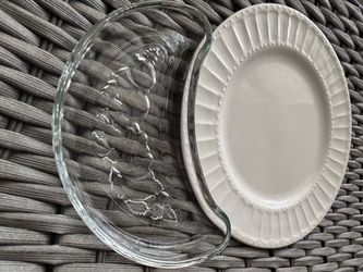 Crescent Shaped Salad (Side) Plates Set of 6, Heavy Quality Glass