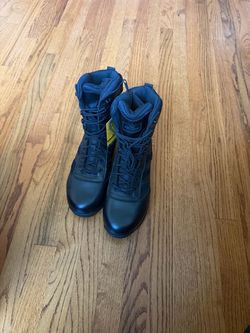 Black Tactical Lace-Up Boots with Side Zip 11.5
