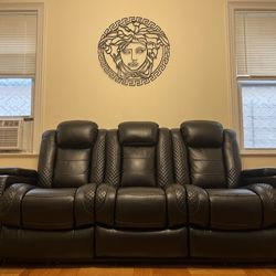 Black Leather Recliner Sofa 