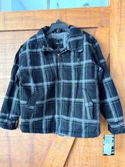 Boy’s Size 7 NEW Hurley Jacket (Black/Grey Plaid)