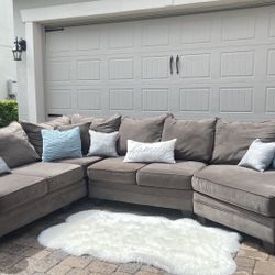 Suede Grey Sectional Sofa  
