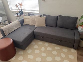 Modern Gray Sectional Sofa with Pull-Out Bed & Chaise