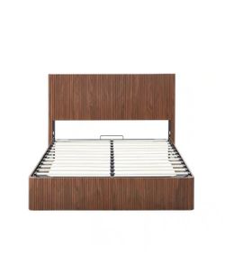 Walnut Wood Platform Bed Frame with Storage