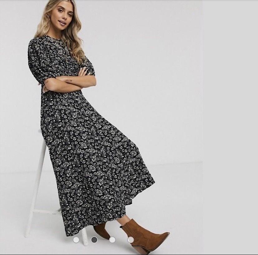 Brand New Woman’s Free People brand Jessie Black Flora Ditsy Midi Dress Up For Sale