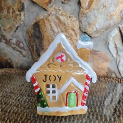 Metal Joy House Christmas Candle Holder, 5 Inches