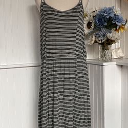 Charming Charlie Grey & White Stripe spaghetti Strap Dress