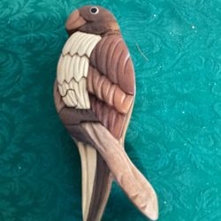 Parrot Bird Handcrafted Wood Puzzle Trinket Box 7.5” Long