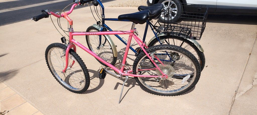 Pair Of 1980's Schwinn Bicycles. Pink One Is A mirada 