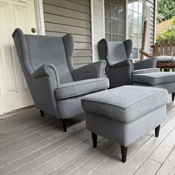 2 Armchairs with Footstolls