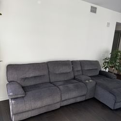 Gray Recliner Couch Set 