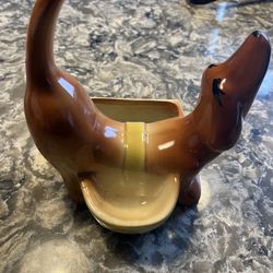 Vintage dachshund ceramic figure. Use for jewelry, planter, etc
