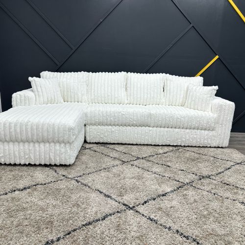 Corduroy White Sectional Couch - Free Delivery  