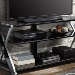 Black Glass TV stand Holds Up To 70” 
