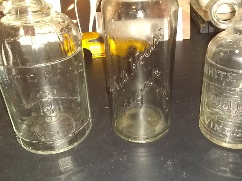 3 Vintage White House Vinegar Glass Bottles