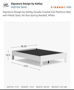 New! Signature Design by Ashley Socalle Coastal Platform Bed with Metal Slats, FULL SIZE