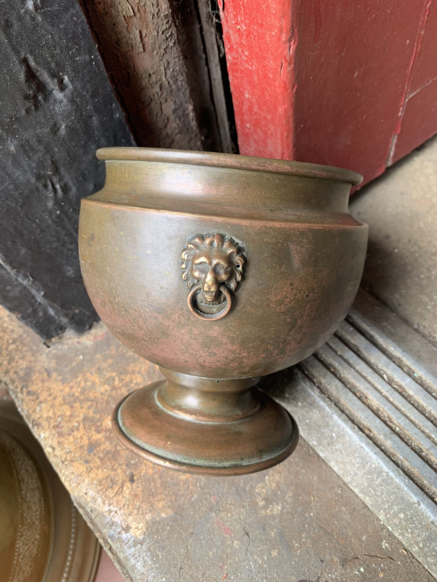 Perfect Brass Planter With Lions
