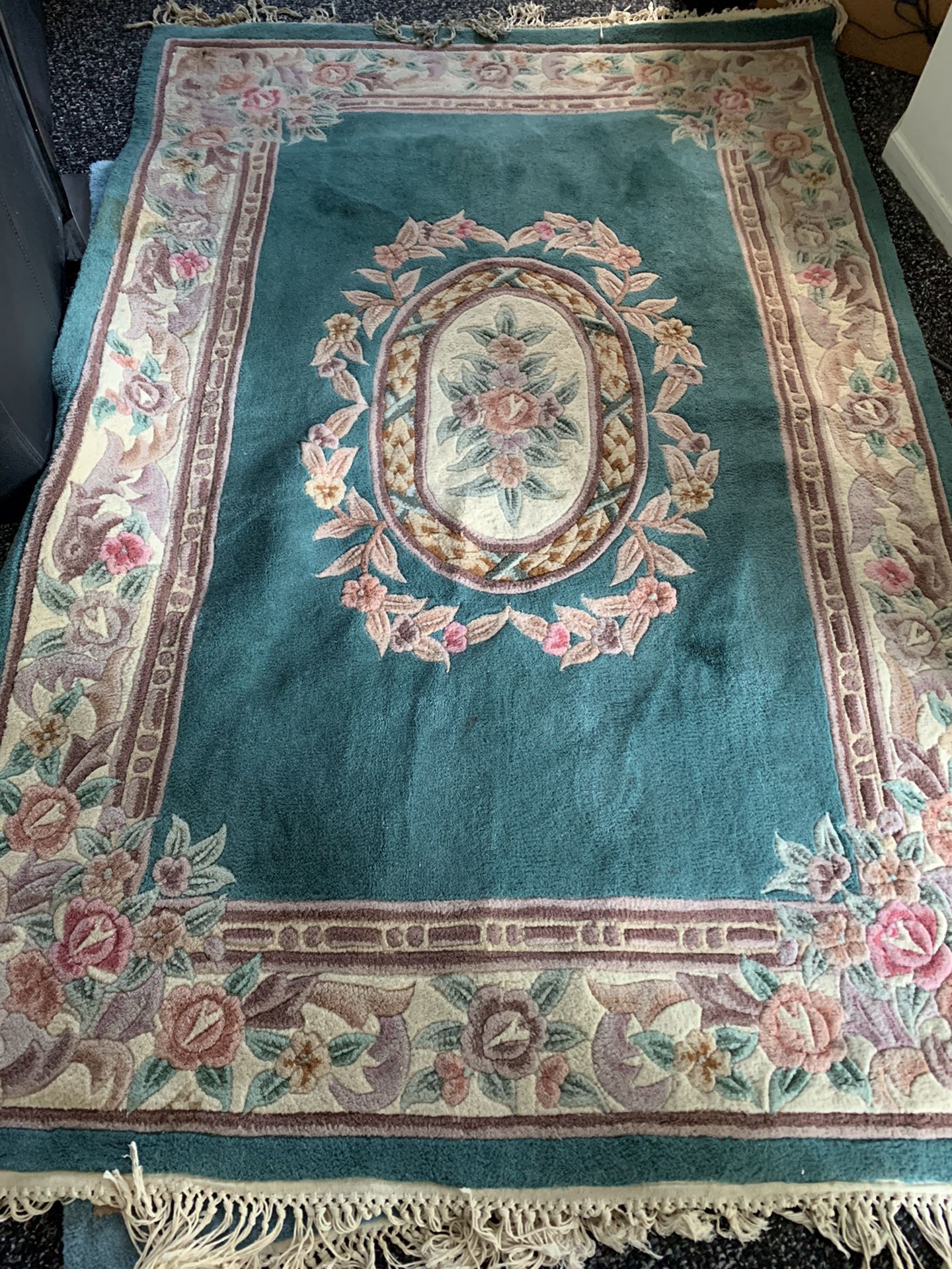 5’ x7’ sculpted thick oriental rug.