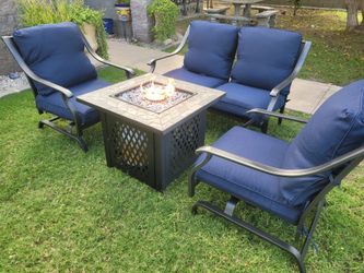 Patio Furniture Set with Gas Fire Pit Table