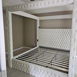 Tufted Queen Size canopy Bed Frame