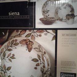 GOURMET BASICS BY MIKASA 16 Piece Set Service for 4 DELIVERY available