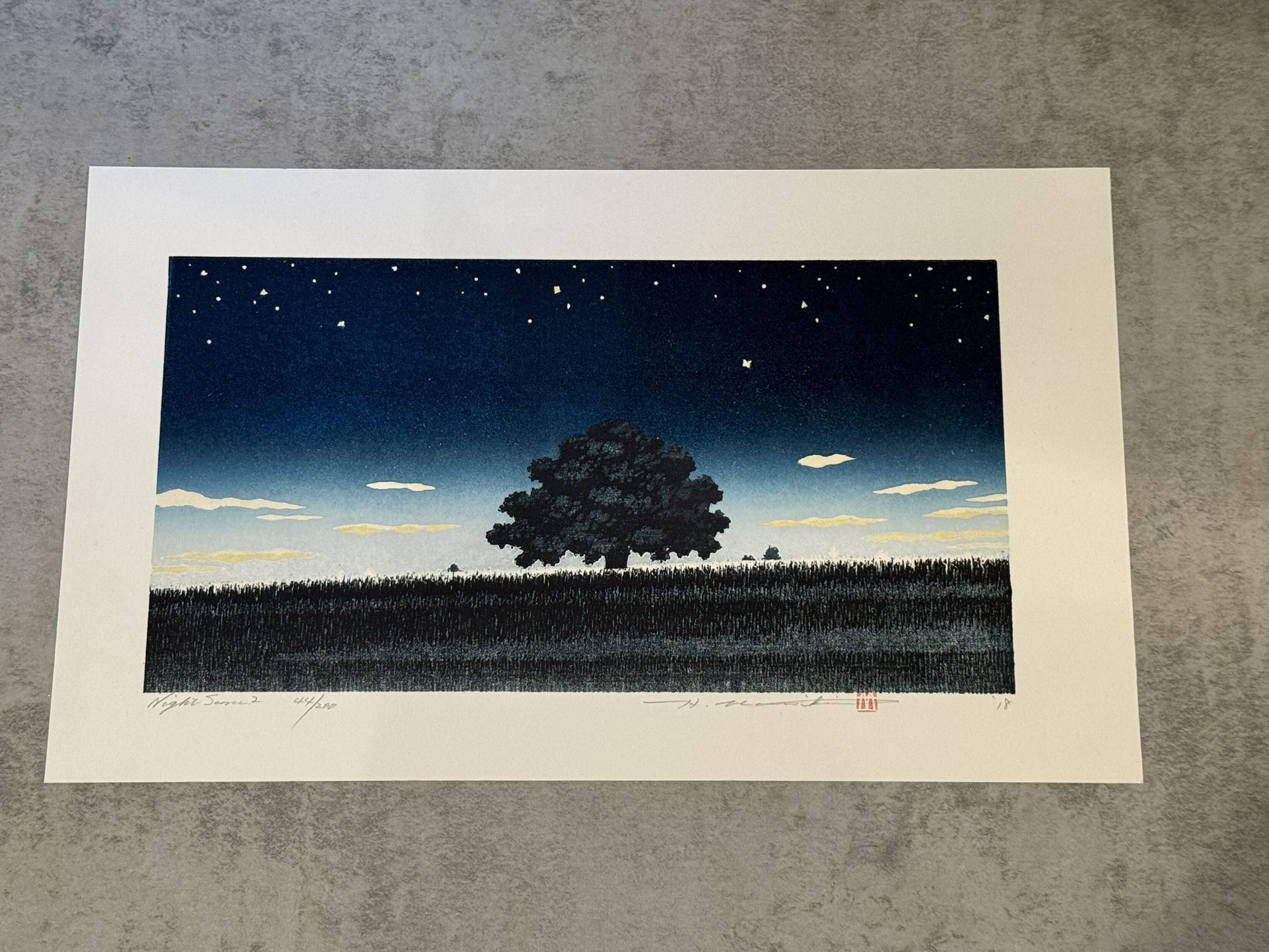 Hajime Namiki "Night Scene 2" 2018 Japanese Original Woodblock Print 44/200