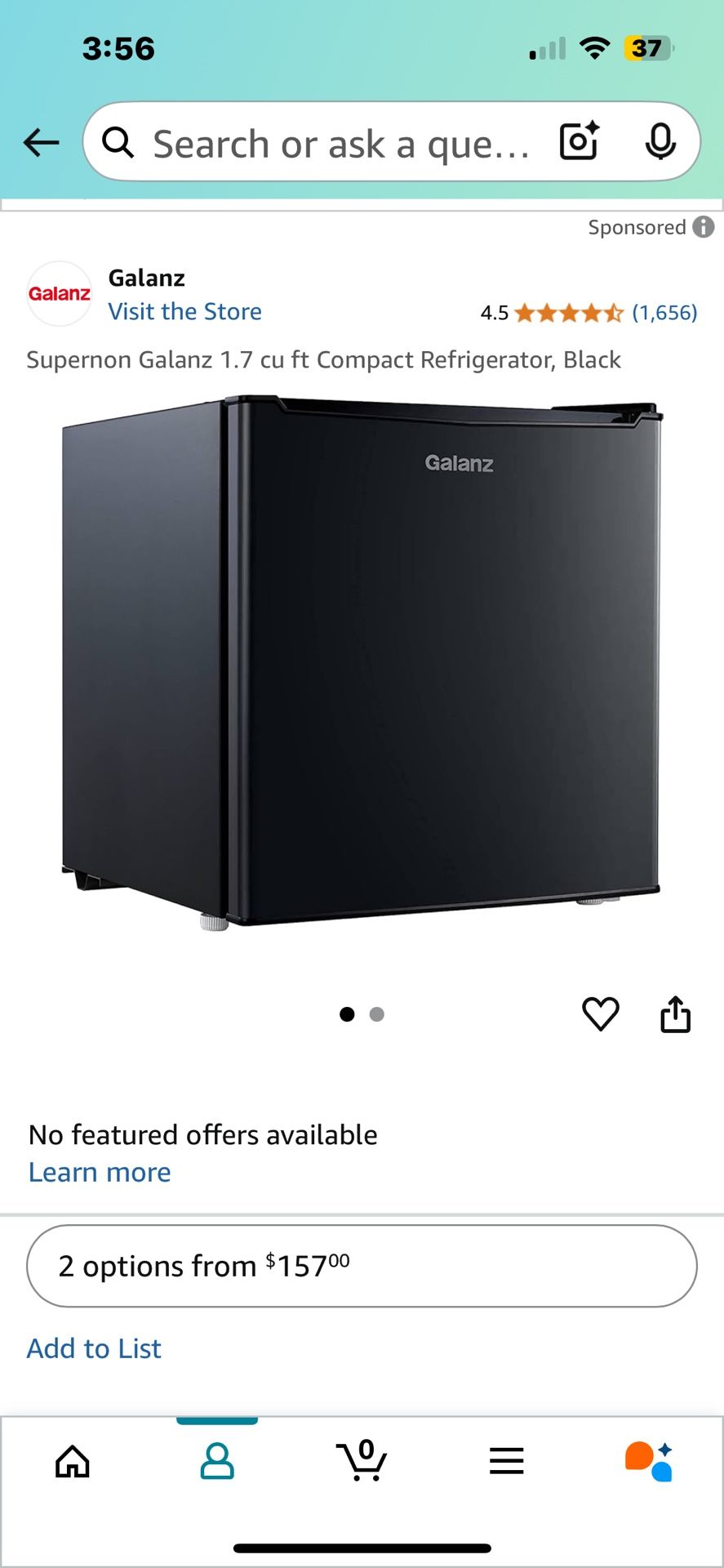 Supernon Galanz 1.7 cu ft Compact Refrigerator, Black