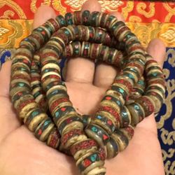 Vintage Tibetan yak bone rosary mala for prayer,meditation and yoga 30”inch long