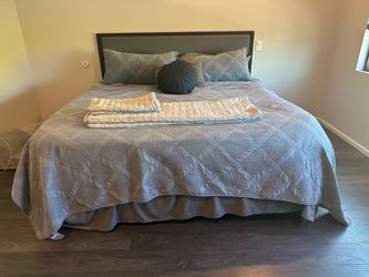 Complete King Bed Set – Mattress, Box Spring, Frame, Headboard & Bedding