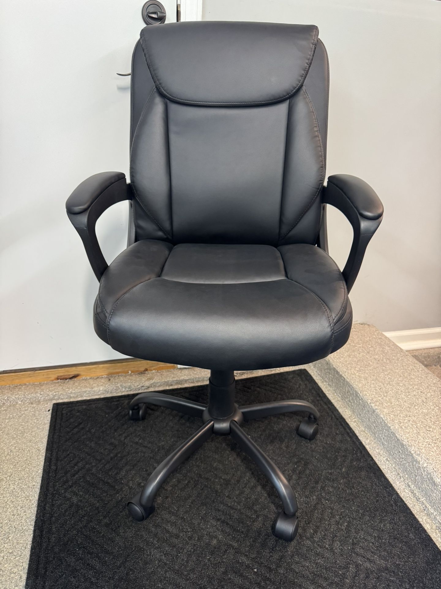 Brand New Black Vegan Leather Tall Back Height Adjustable Reclining Office Chair
