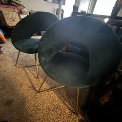 Set of chairs, teal,  round