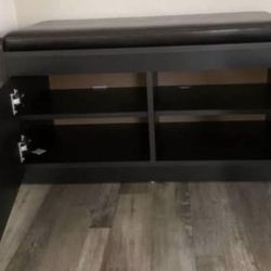 Shoe Cabinet w/ Seat + Mirror