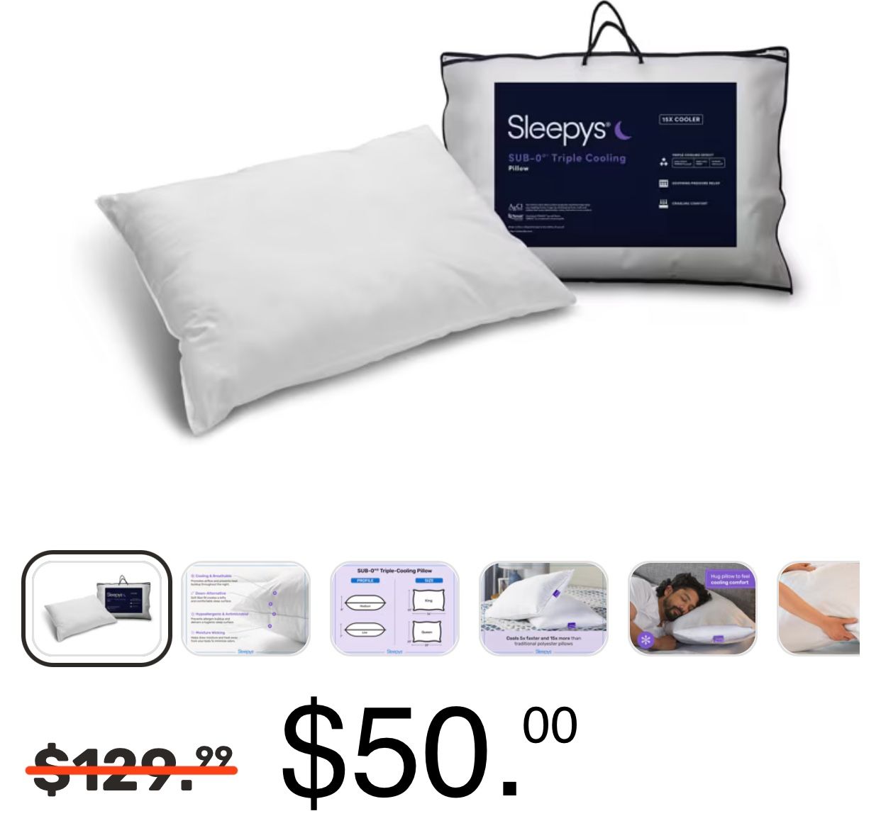 Sleepy's Signature SUB 0°® Triple Cooling Pillow