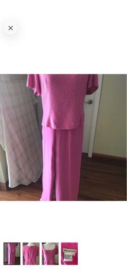 Zola evening pants pink beaded suit S.16