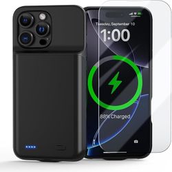 Ultra-Slim 7000mAh Battery Case for iPhone 16 Pro (6.3”) – Matte Black