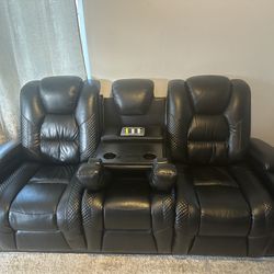 Leather Recliner Couch Sofa Set