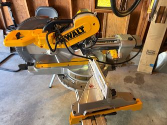 Dewalt miter saw with saw stand and Blue Hawk steel Sawhorse