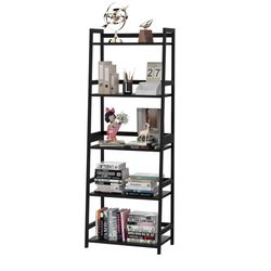 WTZ Bookshelf, White Book Shelf, Ladder Bookcase, 5 Tier Tall Book case for Bedroom, Living Room, Office, MC-508