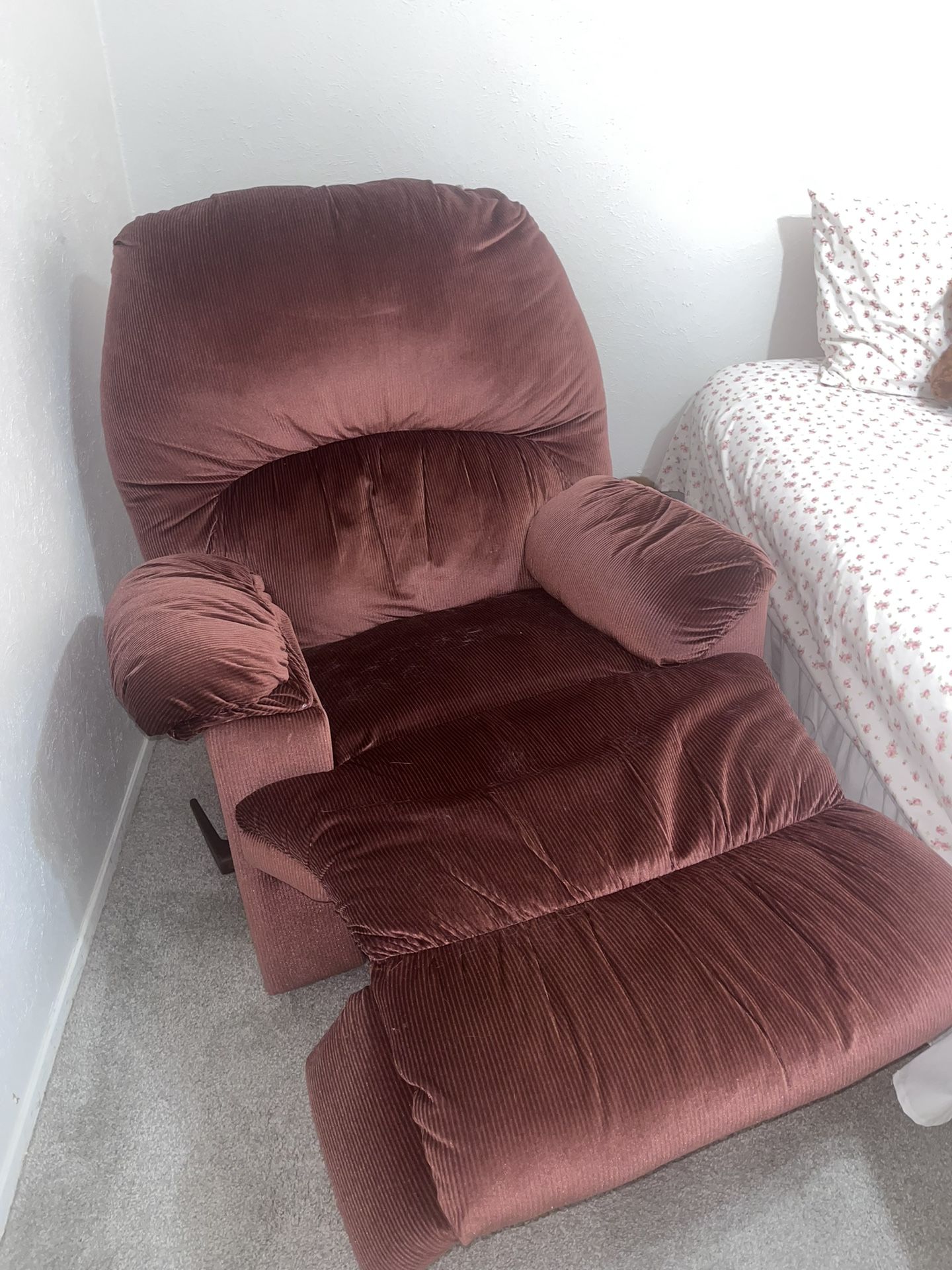 Reclining and rocking corduroy chair