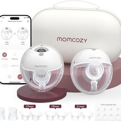 Momcozy M5 Smart APP Controlled Wearable Breast Pump, Hands-Free Wireless Electric Pump, 3 Modes 9 Suction Levels, BPA-Free, Portable Lightweight, 24m