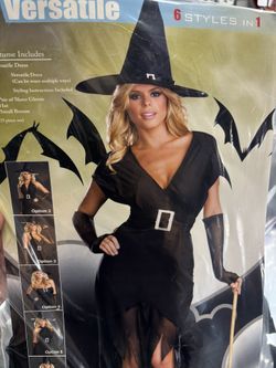 New, Women’s Witch Costume. Size Medium You Can Wear This 6 Different Ways! Includes Broom 