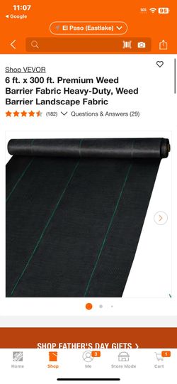 VEVOR 6 ft. x 300 ft. Premium Weed Barrier Fabric Heavy-Duty, Weed Barrier Landscape Fabric