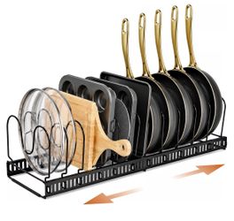 NEW Norcalway Adjustable Bakeware Pots and Pans Organizer Under Cabinet,11 Dividers Cookie Sheet Baking Pan Pot Lid Organizers