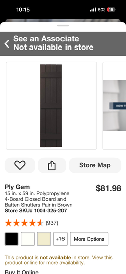 Ply Gem Shutters Pair 15"W x 59"H Closed Board + Batten Polypropylene in Brown