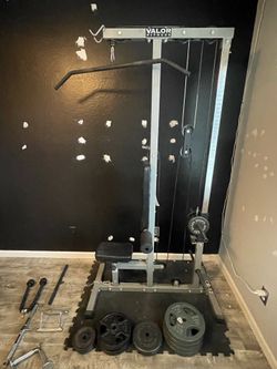 Valor Fitness CB-12 Lat Pulldown / Low Row Machine + 180 lbs Weights & Attachments