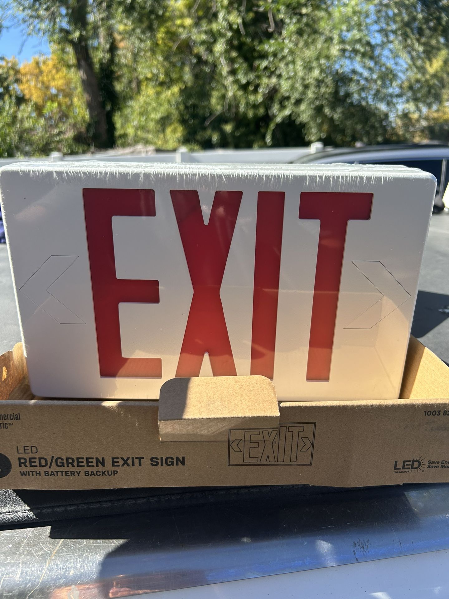 (2) Brand New Green/Red Exit Signs