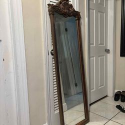 Antique Carved Mirror 19”Lx63”H