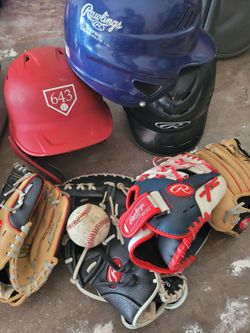 Baseball helmet and Gloves